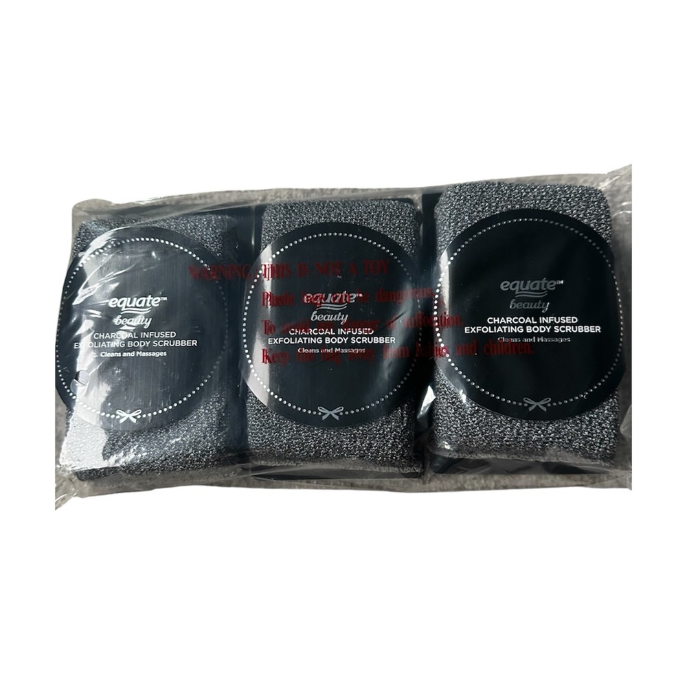 Equate Beauty Charcoal Infused‎ Exfoliating Sponges Reseller Lot Bulk 9 Pieces